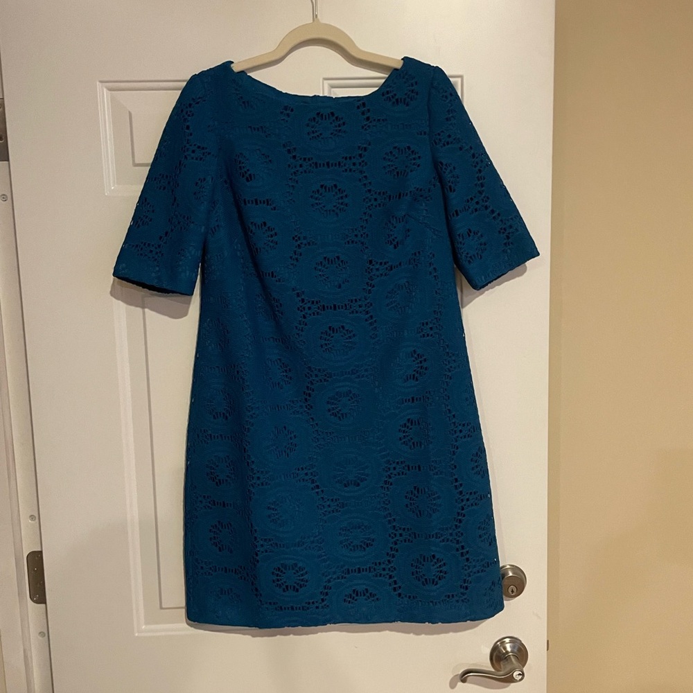 Chic Teal Lace Midi Dress Adrianna Papell size 12